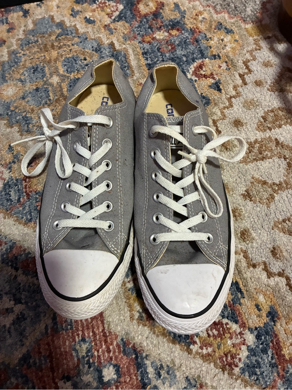 Gray Canvas Low-Top converse with White Rubber Toe